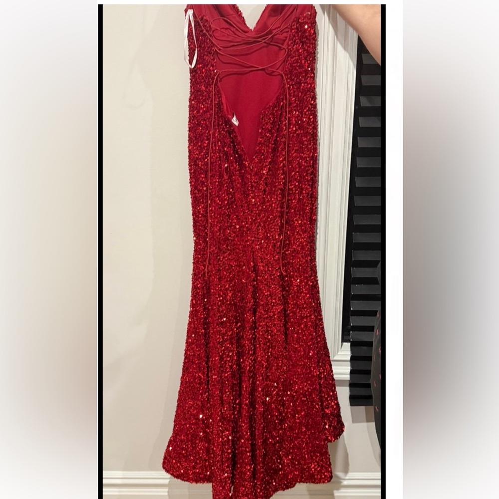 Sherri Hill Red Sequin Prom Dress